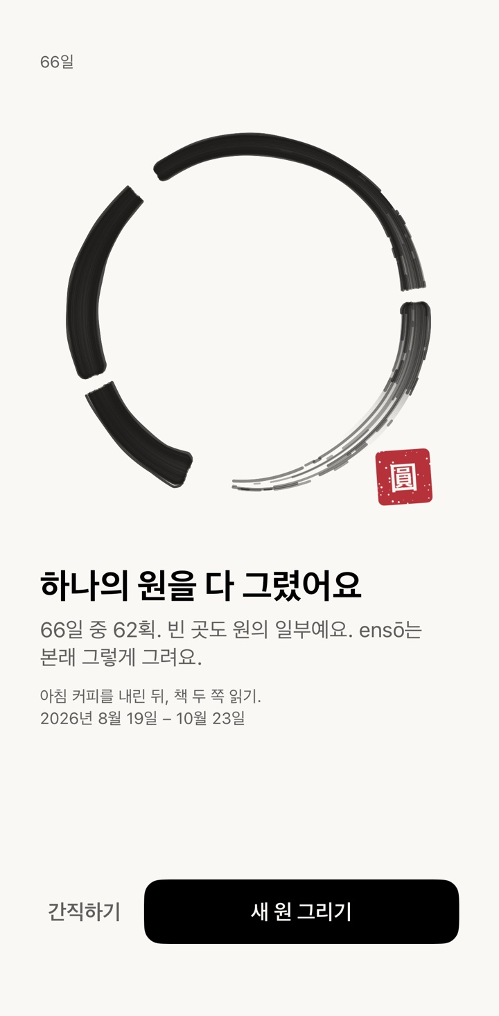The finished circle with its seal after 66 days