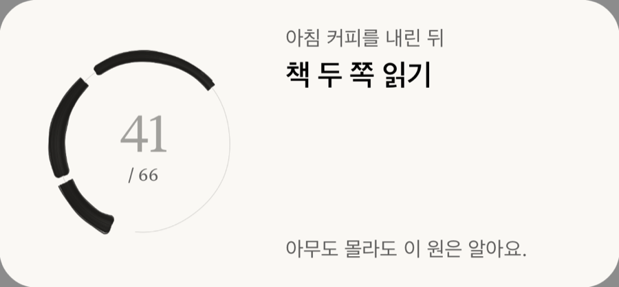 Medium widget: the circle on day 41, the habit and today’s line